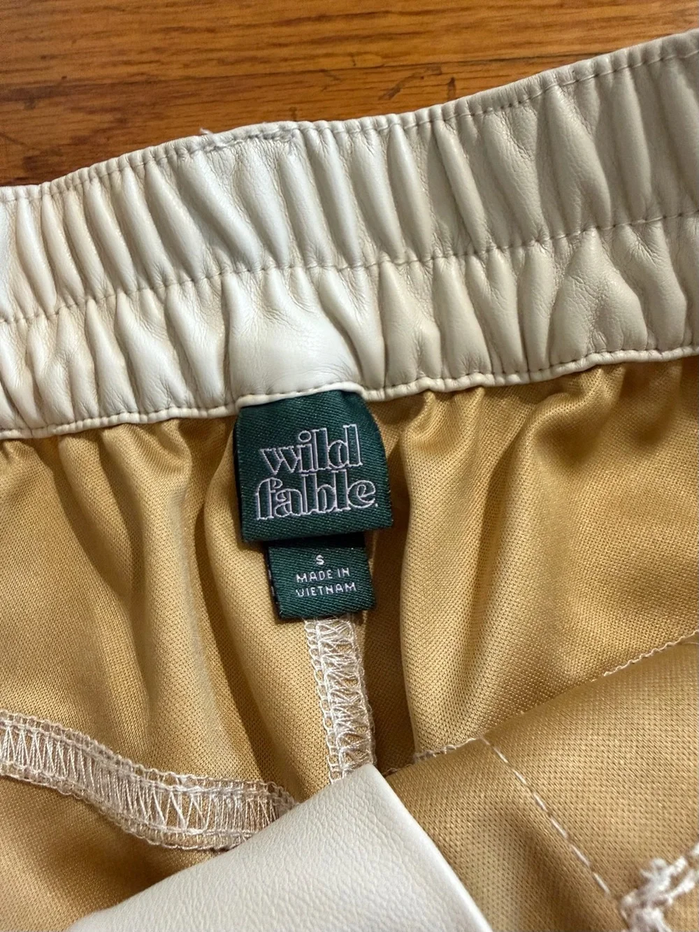 Wild Fable Wide-Leg Cargo Faux Leather Pants in Light Beige - Picture 3 of 4